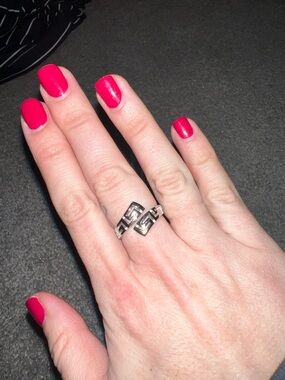 Sterling Silver Open Greek Key Ring in Silver